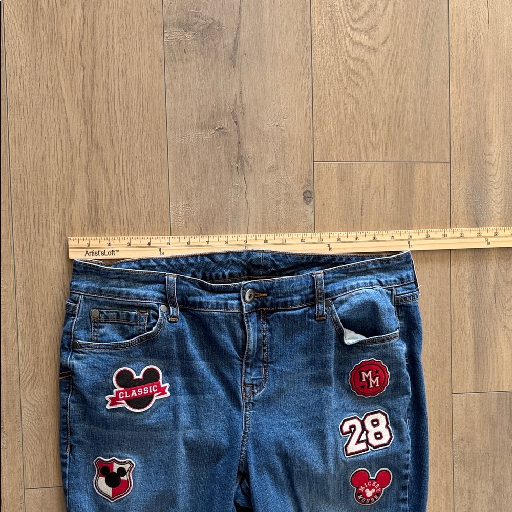 Disney Mickey Mouse Patchwork Boyfriend Jeans Siz… - image 9